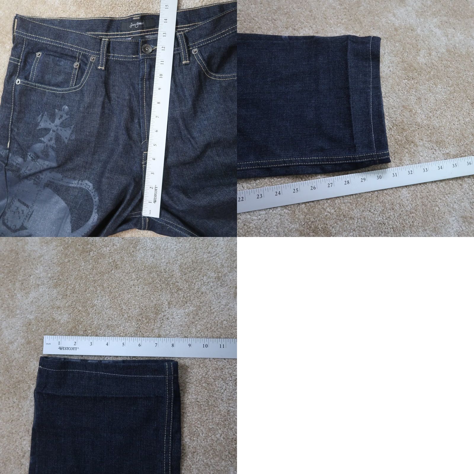 Sean John Vintage Sean John Baggy Jeans Jeans Mens 36x31 Blue Denim Straight Leg Distressed 90s USA Shirt Size US 36 / EU 52 - 8 Thumbnail