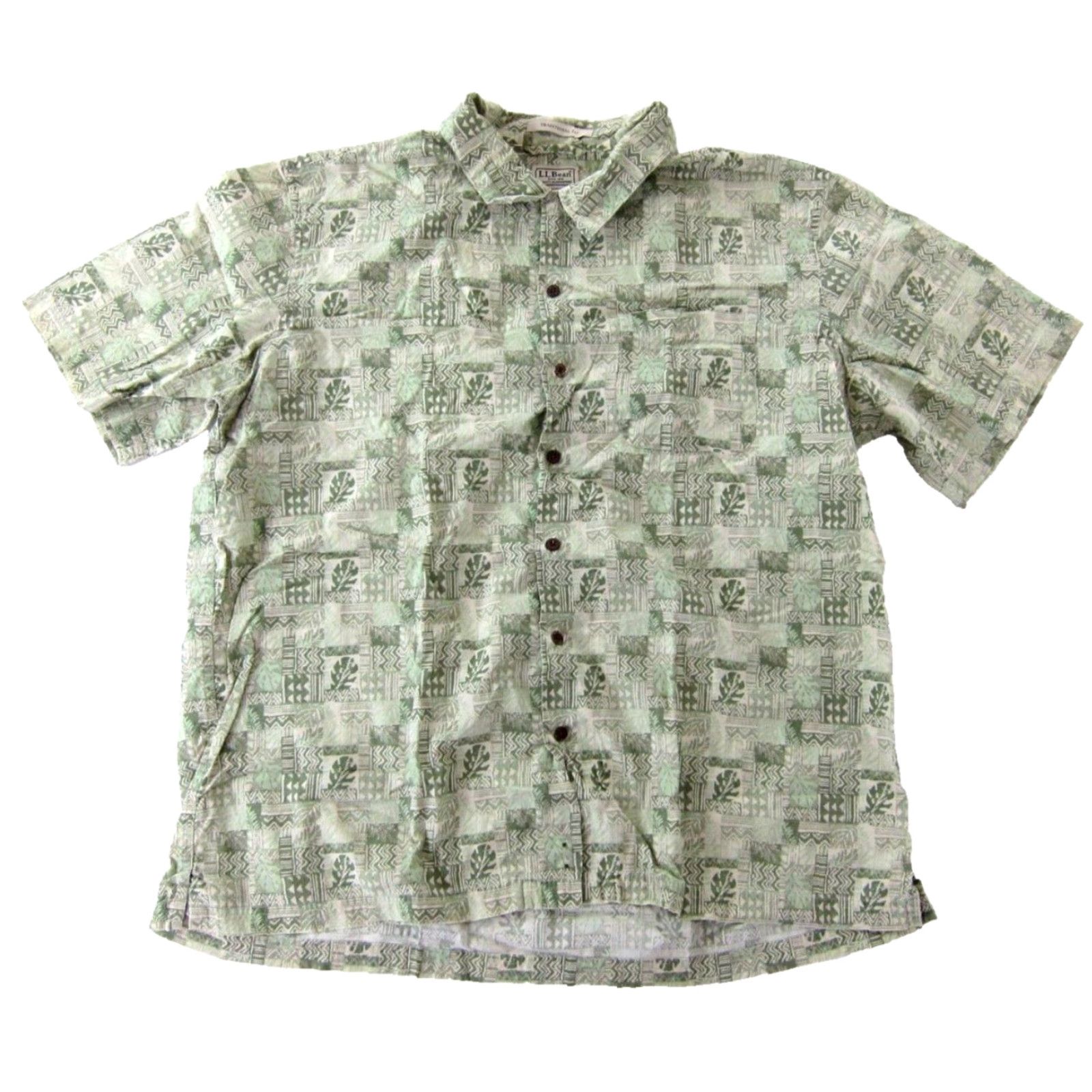 Vintage Vtg L.L. Bean Cotton Green Floral Hawaiian Short Sleeve Traditional Fit Shirt XL Size US XL / EU 56 / 4 - 2 Thumbnail