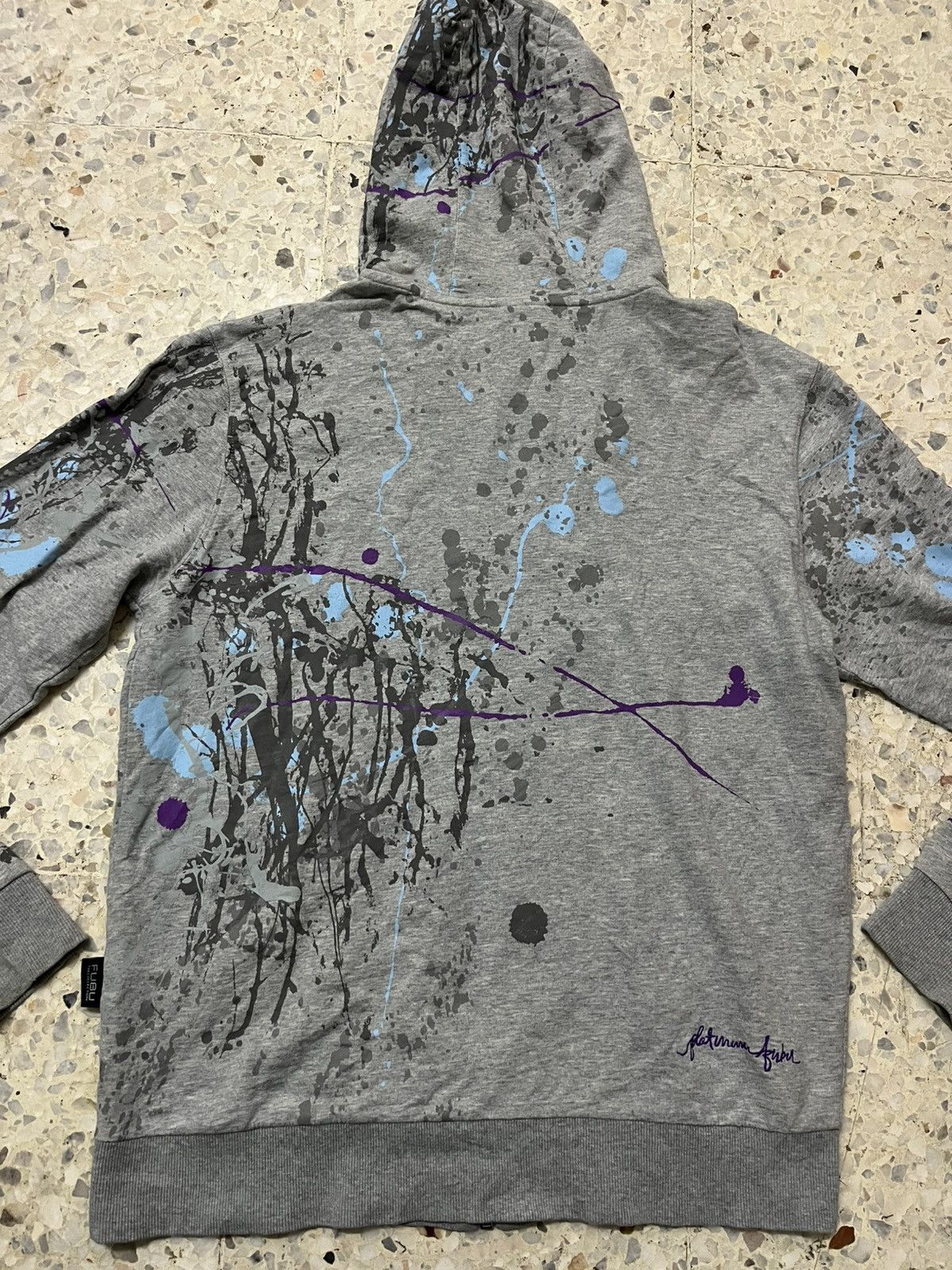 Fubu FUBU Collection Zip Hoodie Grey Paint Splatter Rare Design Size US L / EU 52-54 / 3 - 8 Thumbnail