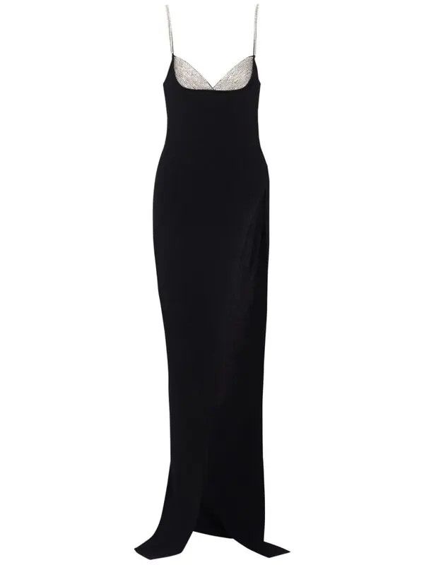Balmain o1s1wg110725 Crystal Embellished Knitted Gown in Black Size M / US 6-8 / IT 42-44 - 2 Thumbnail