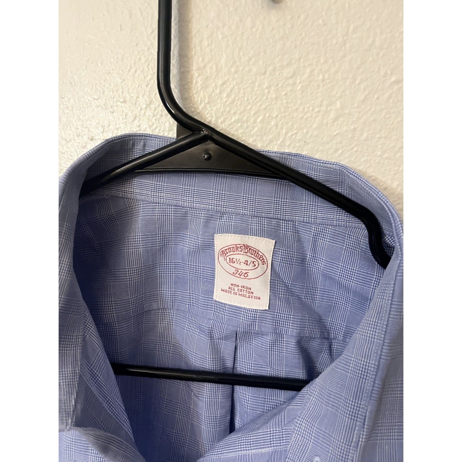 Brooks Brothers Brooks Brothers 346 Blue Plaid Dress Shirt 16.5-4/5 Regular Men Knitted Non-Iron Pocket Cuffed 100% Cotton Size 42R - 2 Thumbnail
