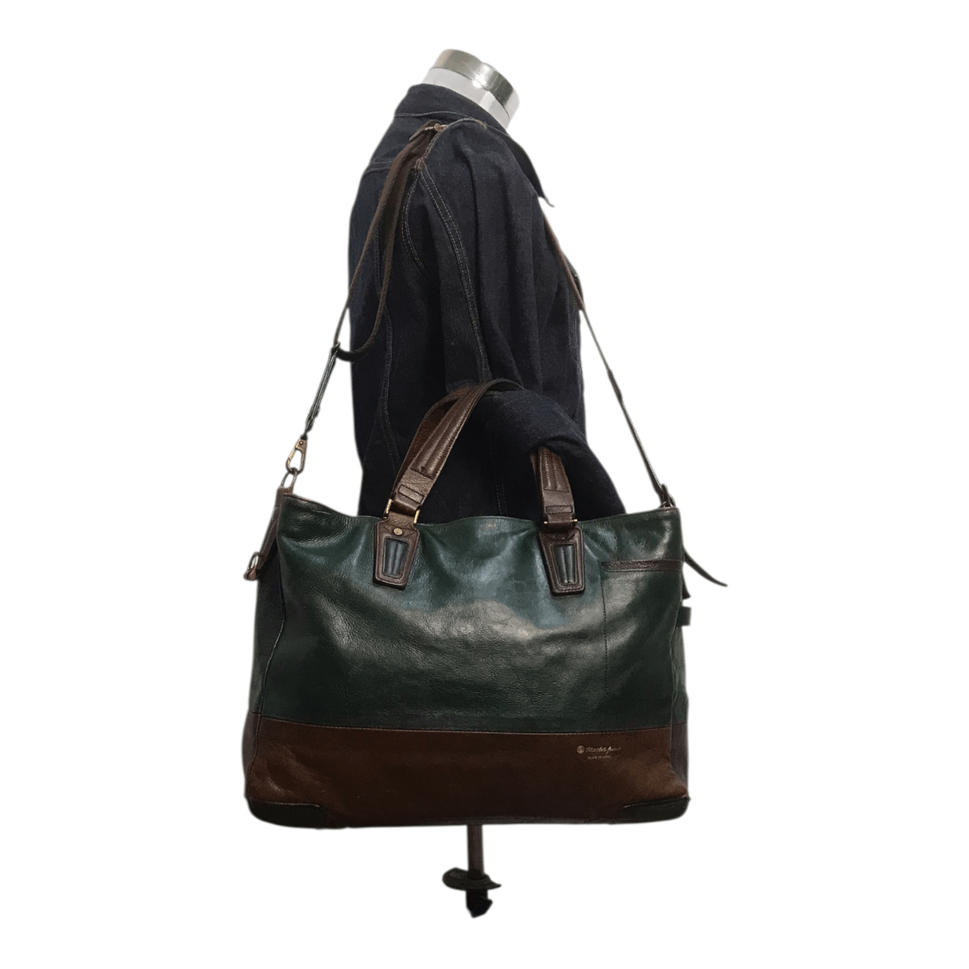 MasterPiece Masterpiece Dark Green Leather Tote/Sling Bag Size ONE SIZE - 1 Thumbnail