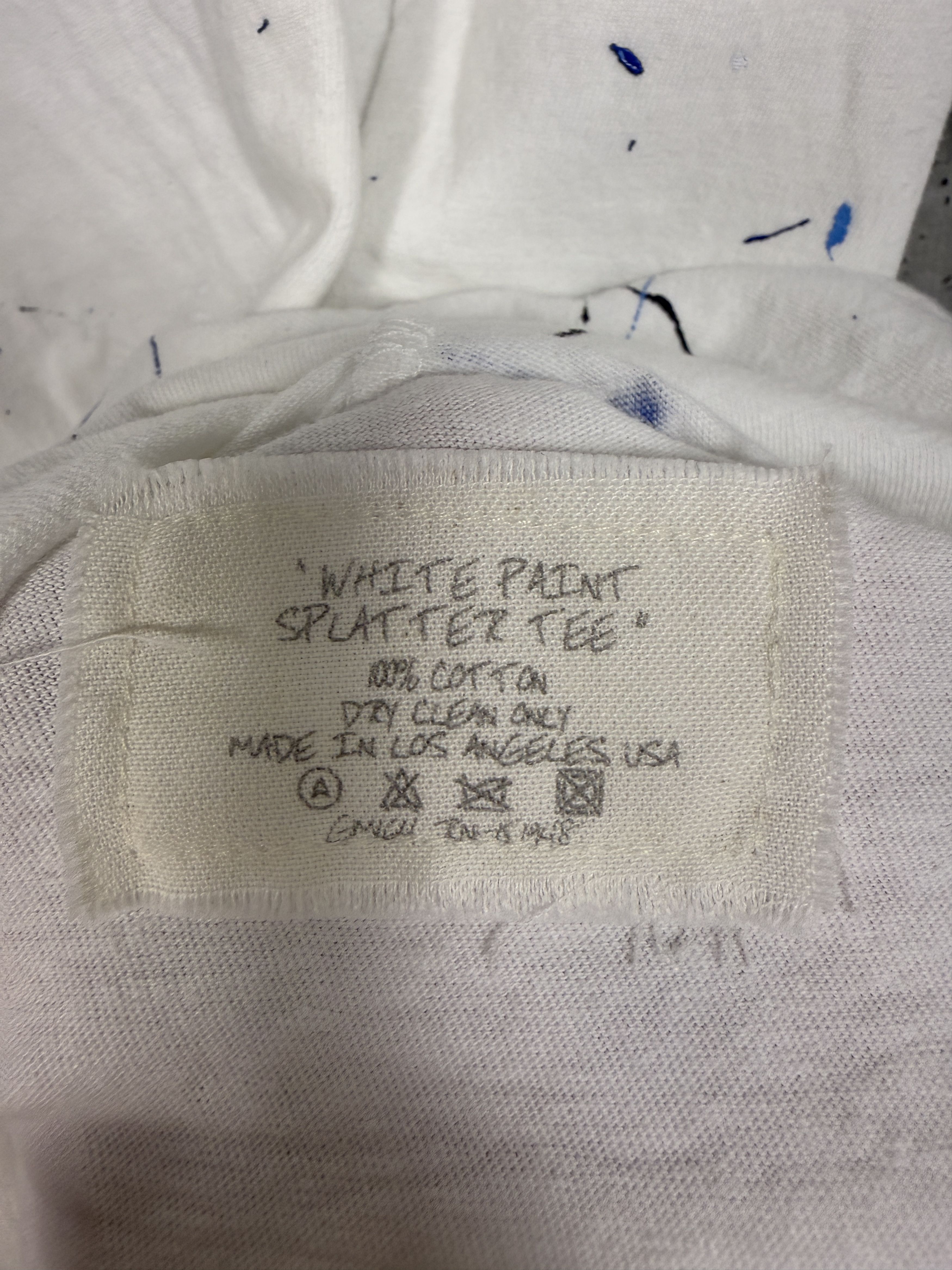 Greg Lauren Greg Lauren White Paint Splatter Tee Size US XXL / EU 58 / 5 - 10 Thumbnail