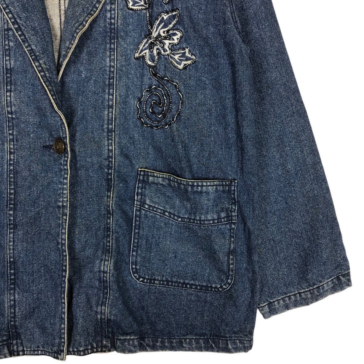 Japanese Brand 🔥Vtg Denim Jacket Embroidered Flower Corrose Issey Miyake Size US M / EU 48-50 / 2 - 5 Thumbnail