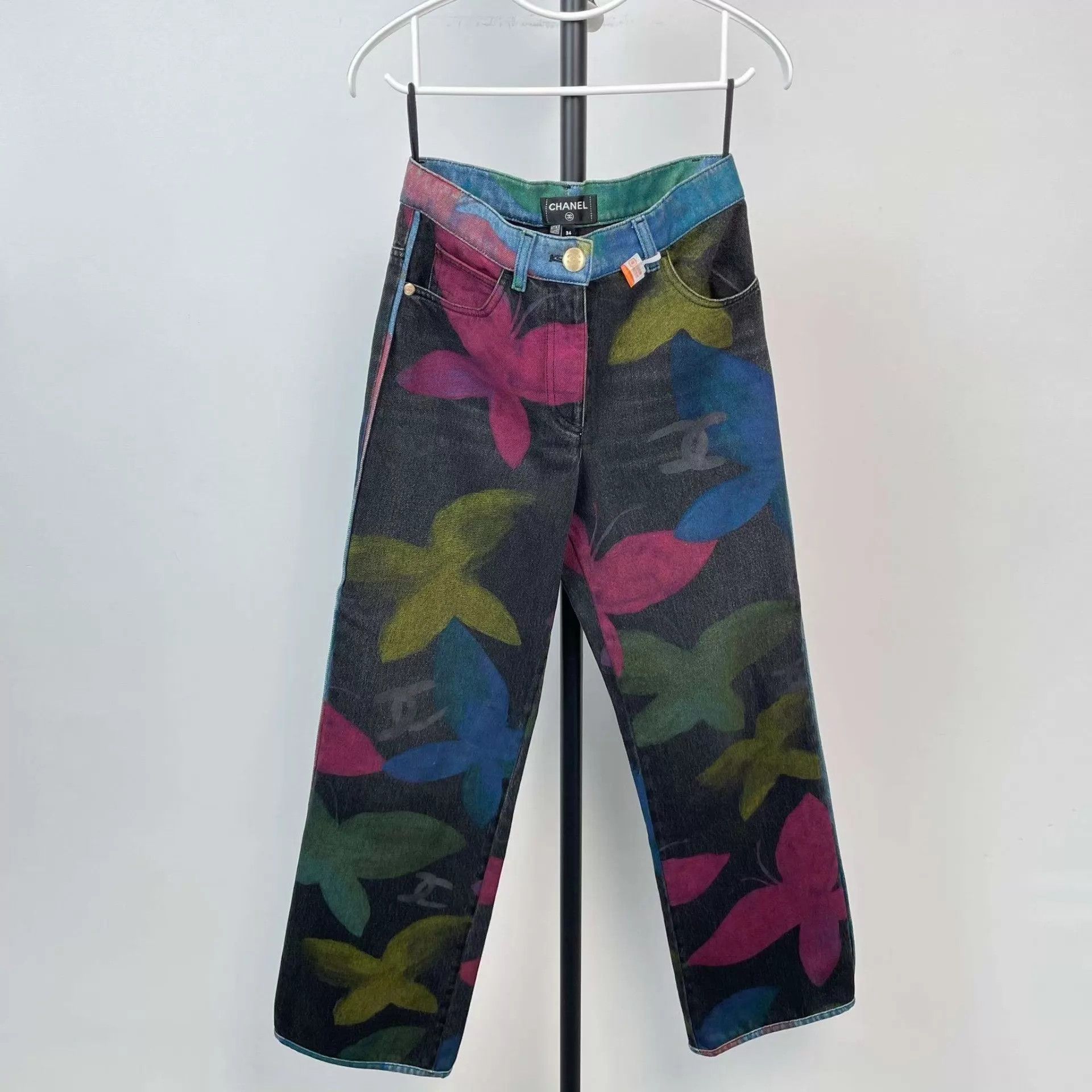 Chanel Chanel Colorful Floral Wide-Leg Jeans 34 Size 25" / US 0 / IT 36 - 1 Thumbnail
