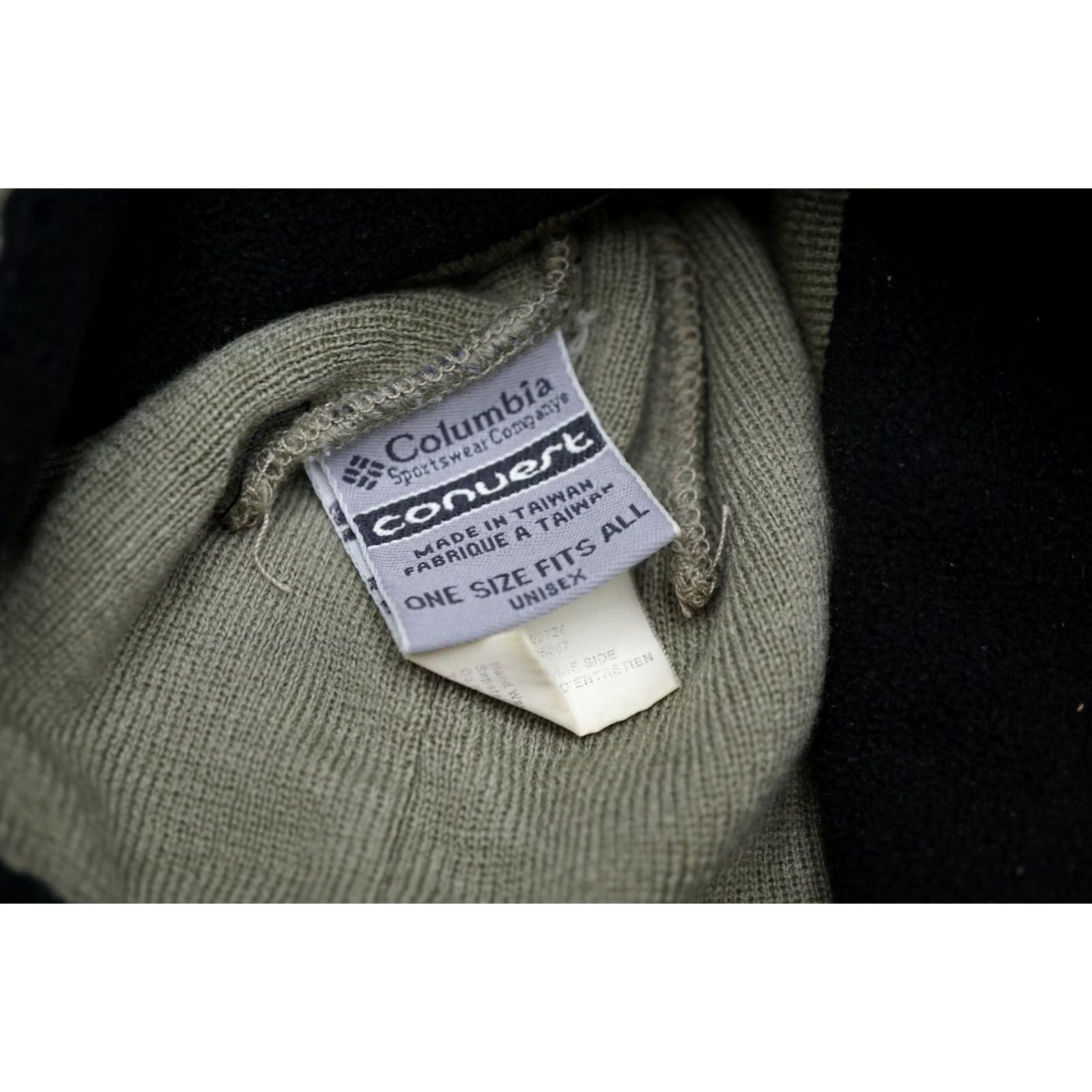 Olive VINTAGE Columbia Convert Beanie Hat Unisex One Size Olive Green Knit Ski Snowboard Size ONE SIZE - 4 Thumbnail