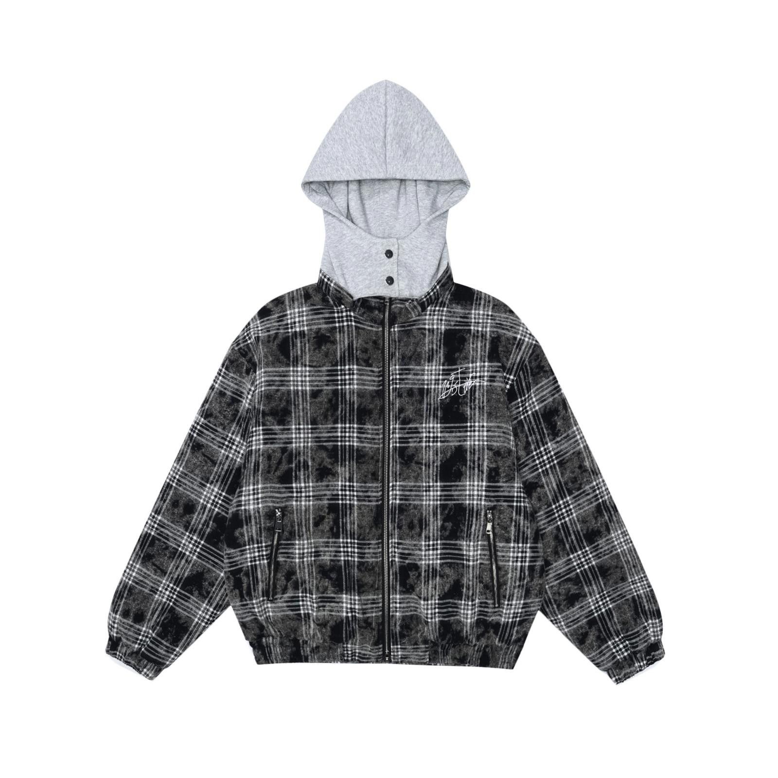 Japanese Brand Black Plaid Hooded Quilted Jacket, Casual Zip-Up Hoodie Size US M / EU 48-50 / 2 - 5 Thumbnail