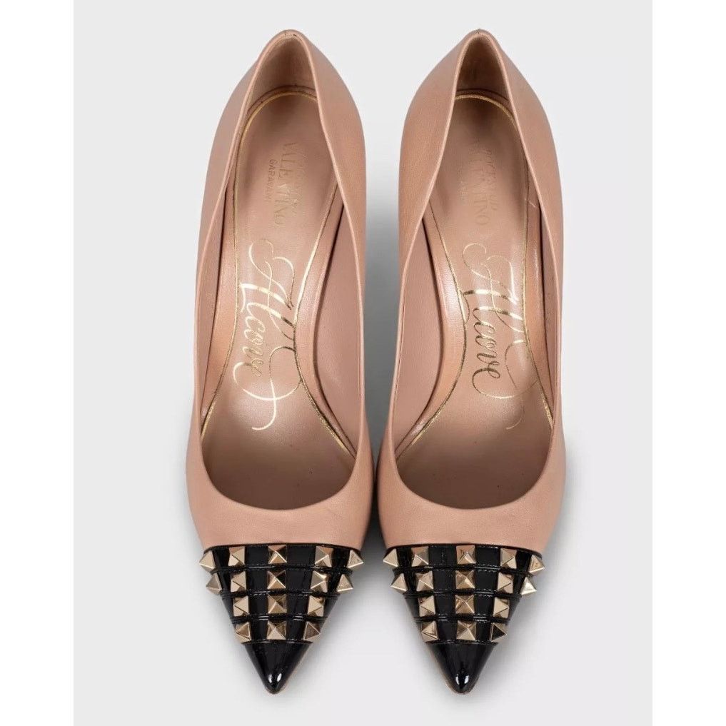 Valentino Valentino Beige Leather Studded Pumps - Size 38.5 Size US 8.5 / IT 38.5 - 2 Thumbnail