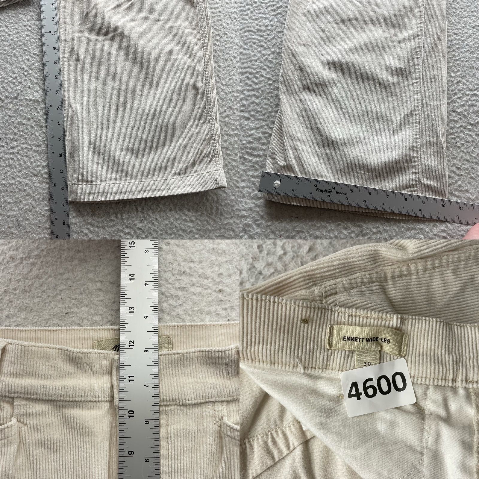 Madewell Madewell Corduroy Pants Womens 32x29 Emmet Wide Leg Baggy Cream White Tag 30 Size 24" / US 00 / IT 34 - 8 Thumbnail