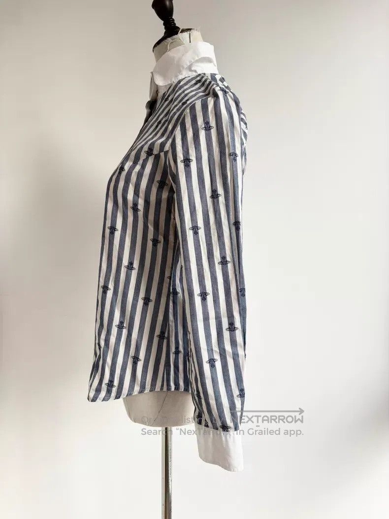 Vivienne Westwood Vivienne Westwood Blue Striped Embroidered Saturn Shirt Size M / US 6-8 / IT 42-44 - 4 Thumbnail