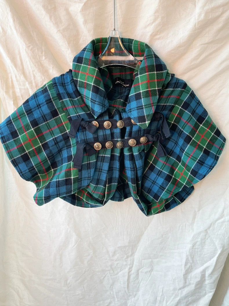 Comme des Garcons Comme des Garcons Blue-green red line plaid short cloak Li Size M / US 6-8 / IT 42-44 - 2 Thumbnail