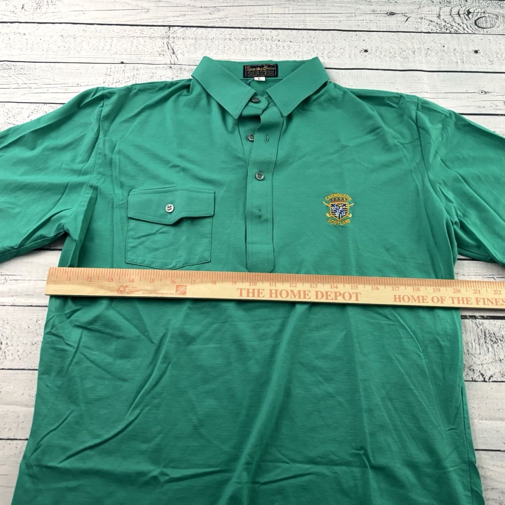 Vintage VINTAGE Sporting Choice Carnoustie Scotland Short Sleeve Golf Polo Shirt Men L Green Shirt Mens Size US L / EU 52-54 / 3 - 5 Thumbnail