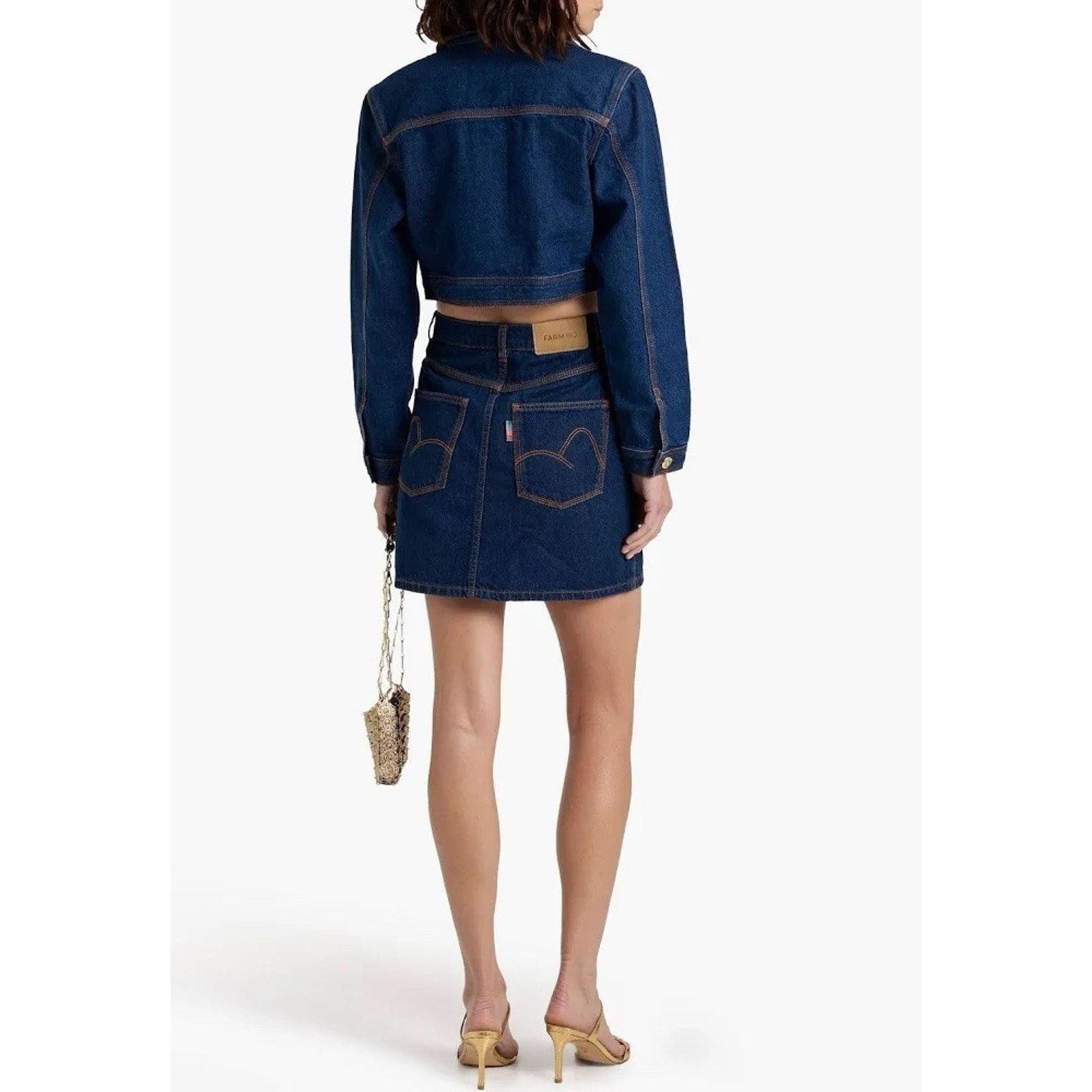 Farm Rio NWT Farm Rio Basic Cropped Denim Jacket Gold Buttons Small Size S / US 4 / IT 40 - 3 Thumbnail