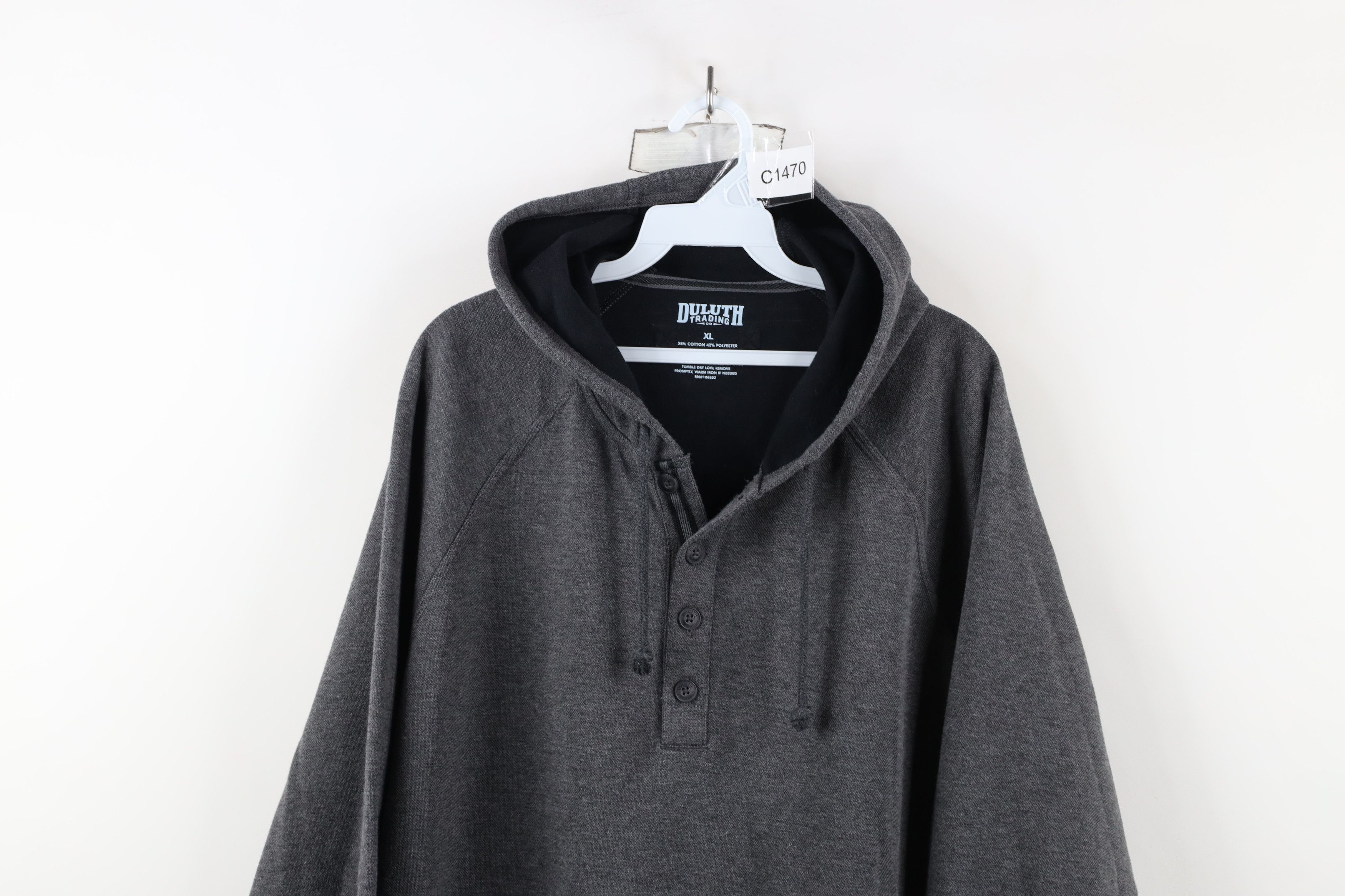 Duluth Trading Company × Vintage Duluth Trading Co Knit Henley Hoodie Sweatshirt Gray Size US XL / EU 56 / 4 - 2 Thumbnail