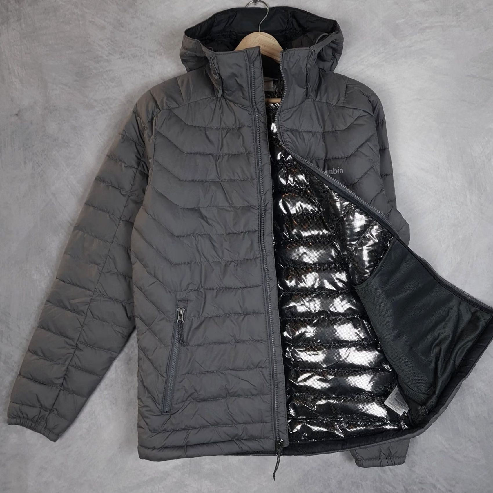 Vintage Columbia Jacket Mens XS Gray Hooded Full Zip Puffer Omni-Heat Packable Size US XS / EU 42 / 0 - 2 Thumbnail
