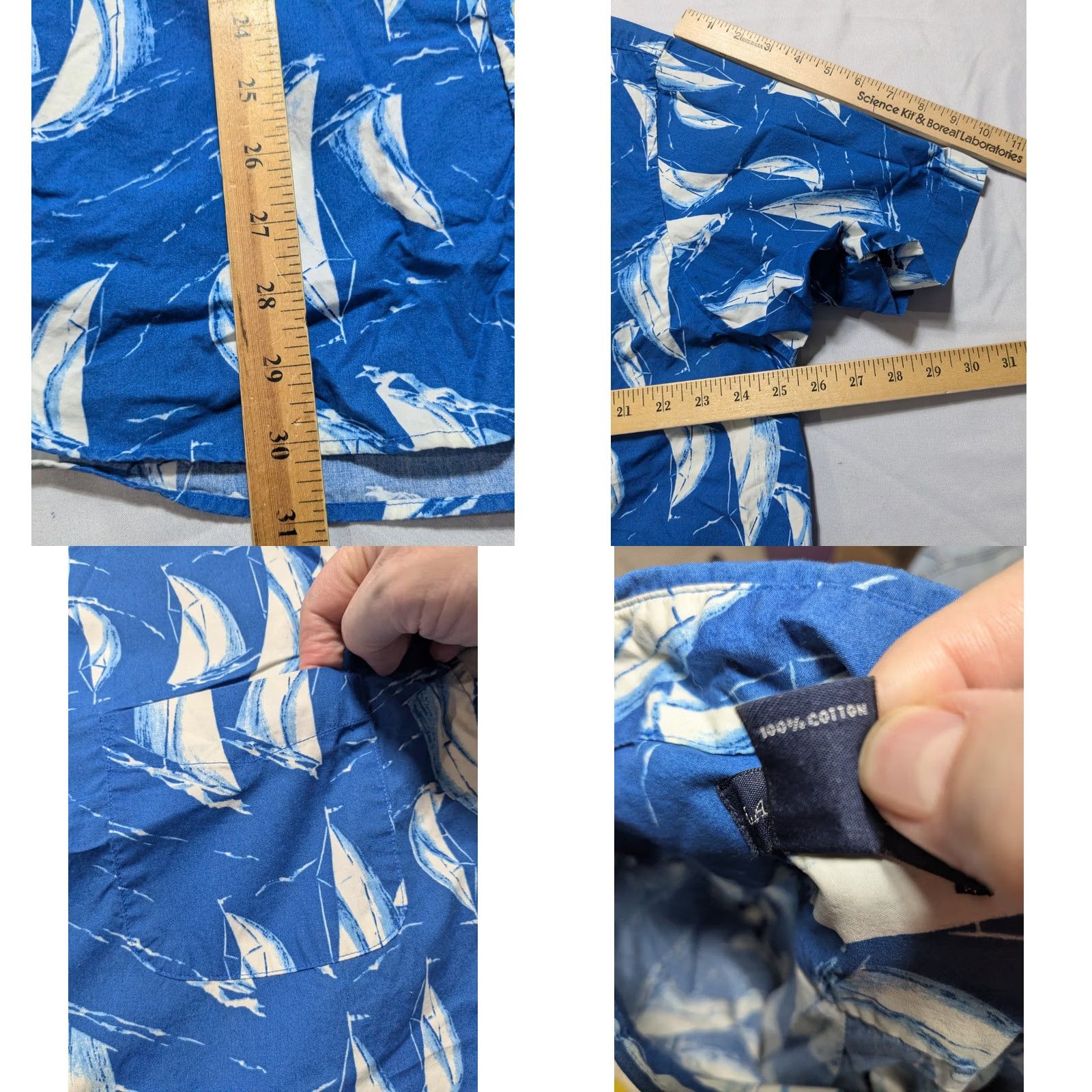 Lands' End Lands' End Blue SAIL BOAT AOP Shirt - Men XL 17-17.5 Traditional Fit Size US XL / EU 56 / 4 - 8 Thumbnail