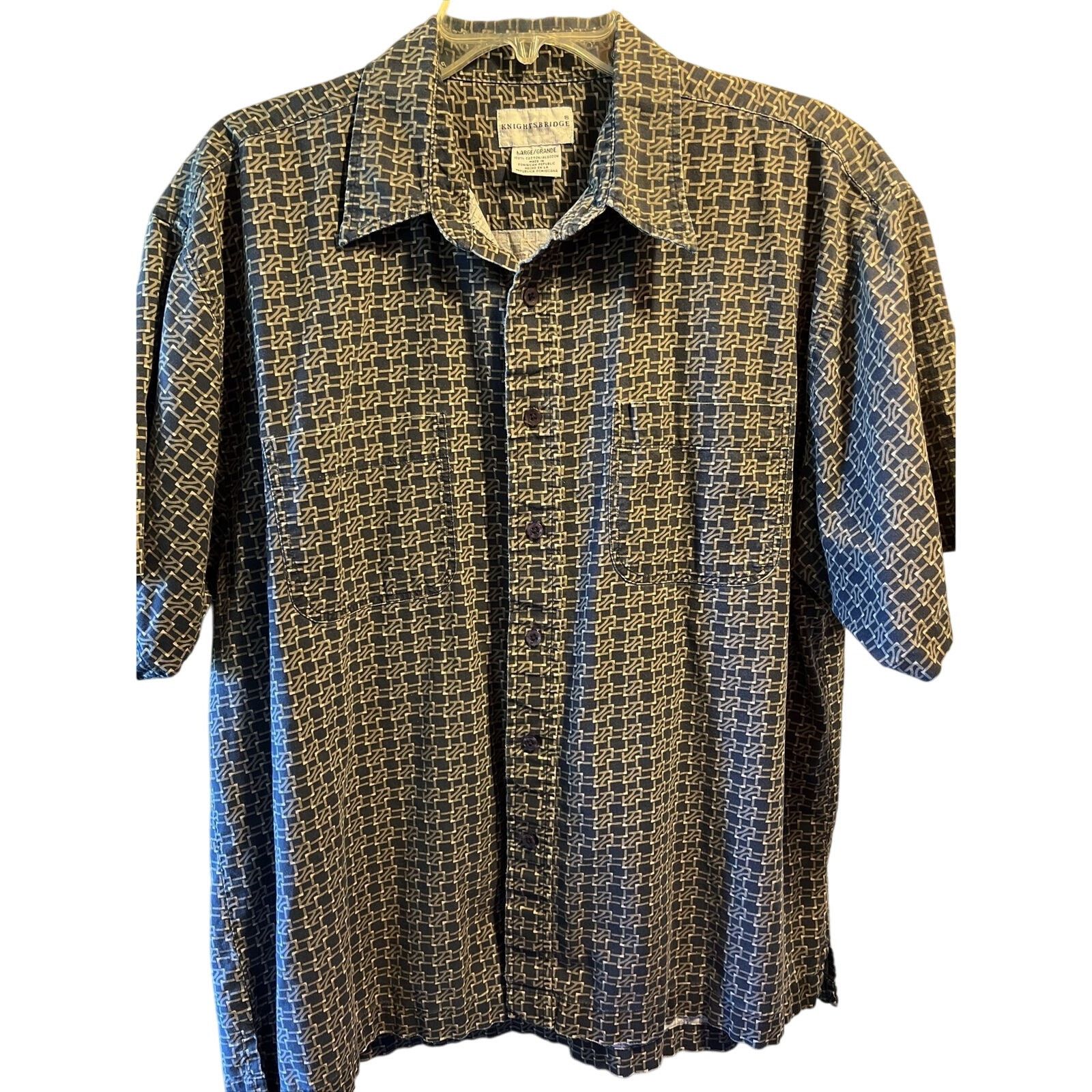 Other Knightsbridge VTG Shirt Mens L Navy Geometric Button Cotton Size US L / EU 52-54 / 3 - 1 Thumbnail
