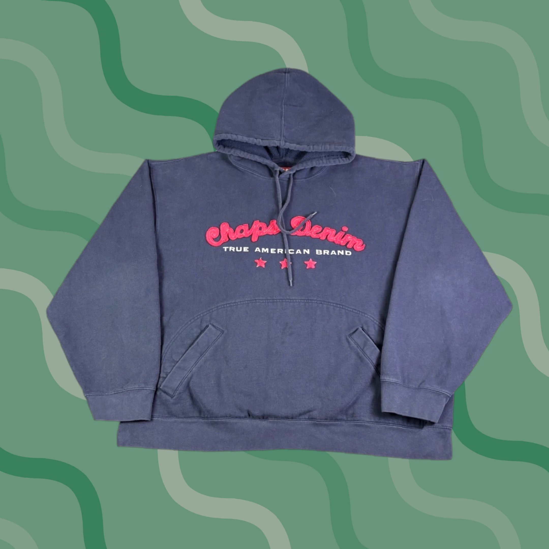 Chaps VINTAGE Chaps Denim Hoodie Mens 2XL Navy Blue Embroidered Logo Sweatshirt 90s Pullover Hooded Heavyweight Size US XXL / EU 58 / 5 - 1 Thumbnail