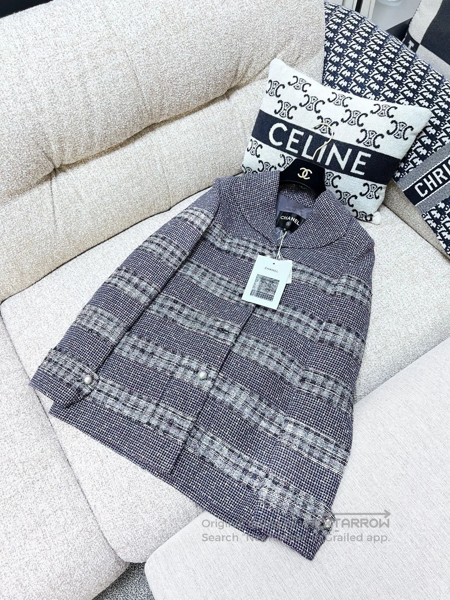 Chanel Chanel Purple Striped Tweed Coat. Size US S / EU 44-46 / 1 - 2 Thumbnail