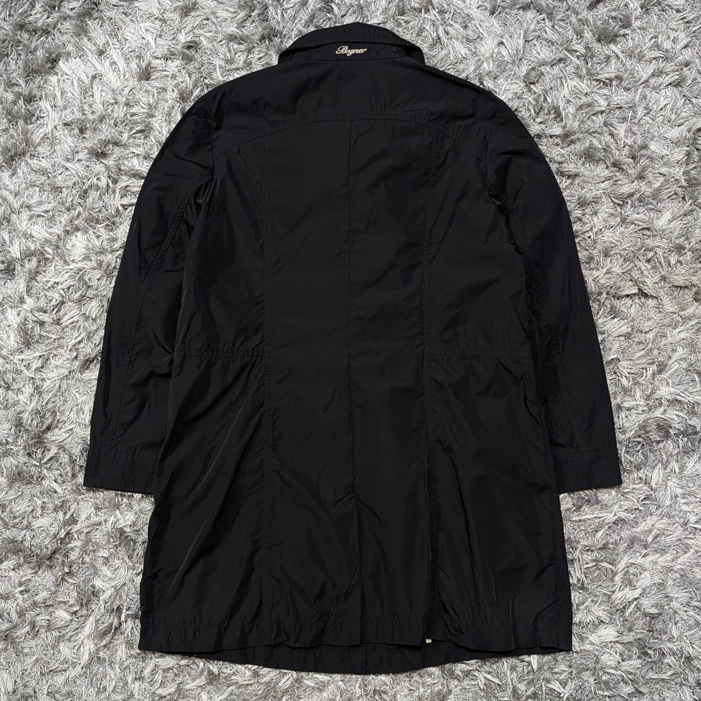 Bogner Bogner Black Solid Light Trench Coat Mid Length Jacket Size XL / US 12-14 / IT 48-50 - 3 Thumbnail