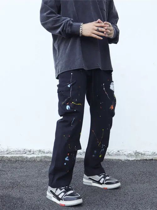 Jean Splattered Paint Cargo Work Multi Pocket Pants Size US 28 / EU 44 - 2 Thumbnail