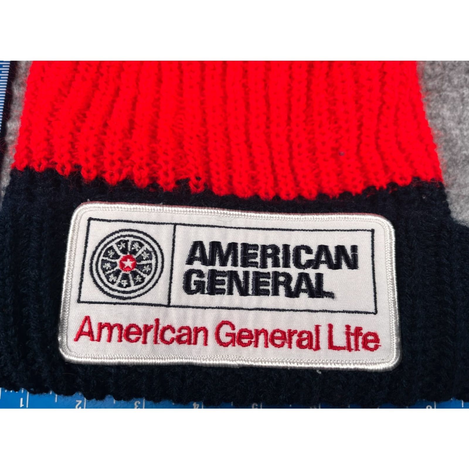 Alife American General Life Beanie Hat One Size Adult Blue Red Knit 100% Acrylic Pom Striped Casual Travel Workwear Unisex Mens Womens Size ONE SIZE - 2 Thumbnail