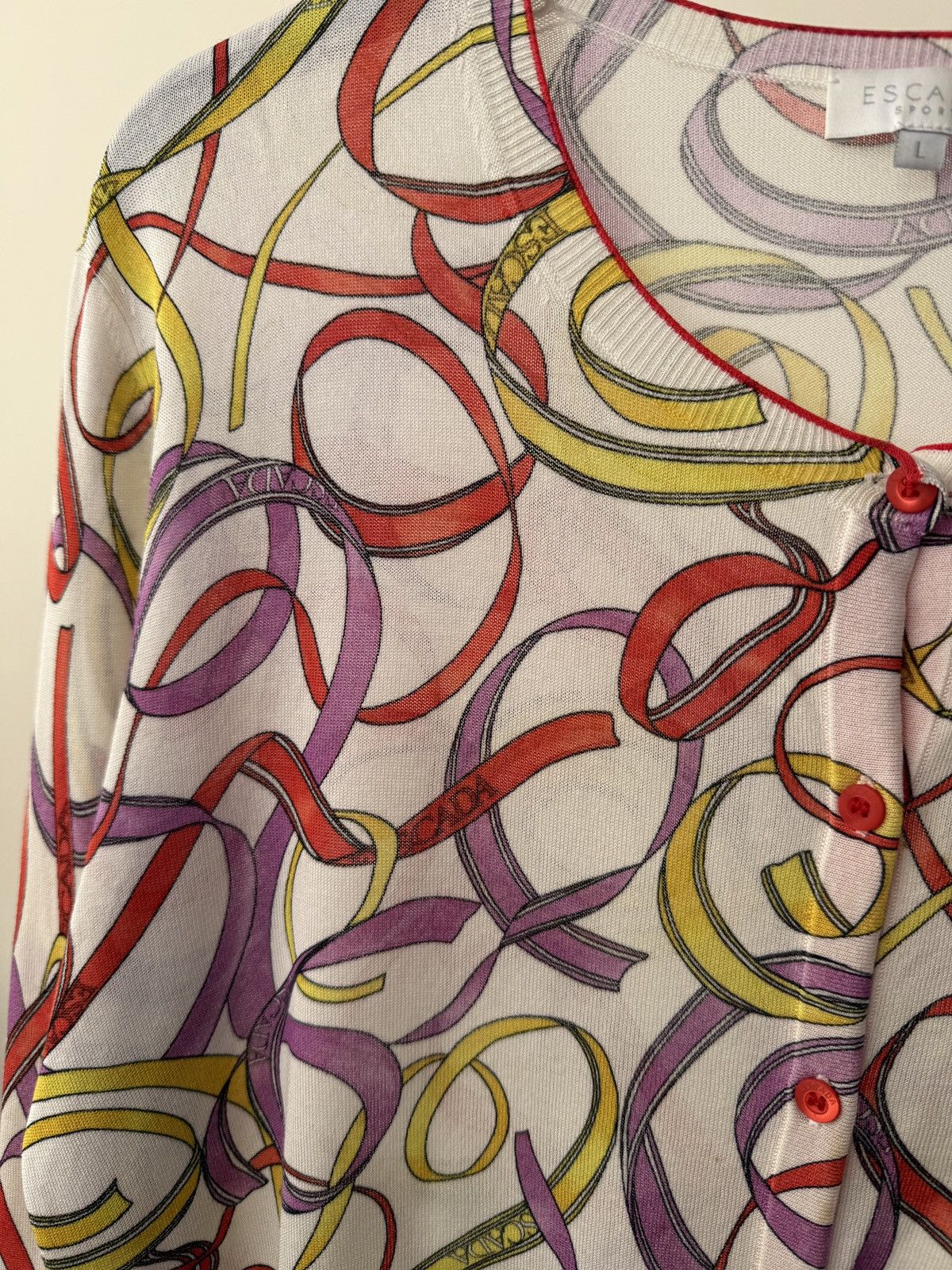 Escada Vintage Escada Sport Sheer women’s Cardigan Top Abstract Size L / US 10 / IT 46 - 5 Thumbnail