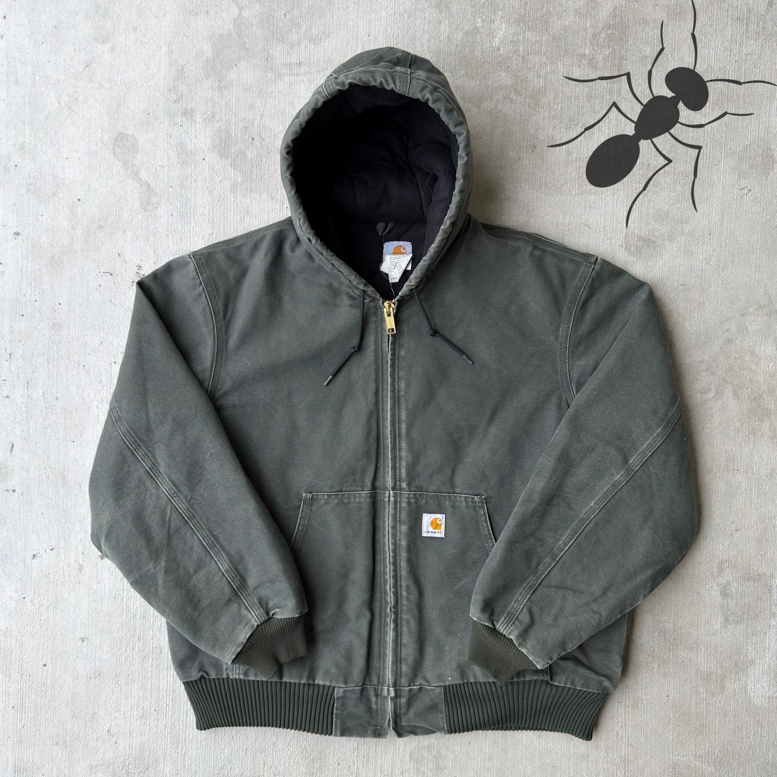 Carhartt J140 DGR green hooded work wear jacket