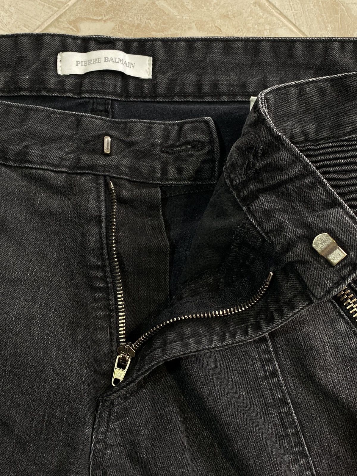 Balmain Balmain Washed Grey Denim Skinny Biker Jeans Size 36" / US 14 / IT 50 - 18 Thumbnail