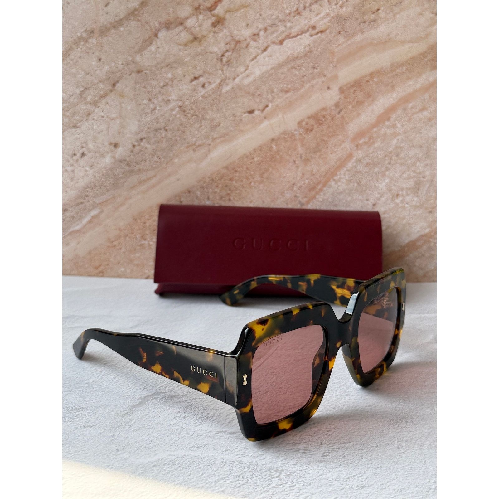 Gucci NEW Gucci GG1111S Brown Red Lens Oversized Sunglasses Size ONE SIZE - 2 Thumbnail