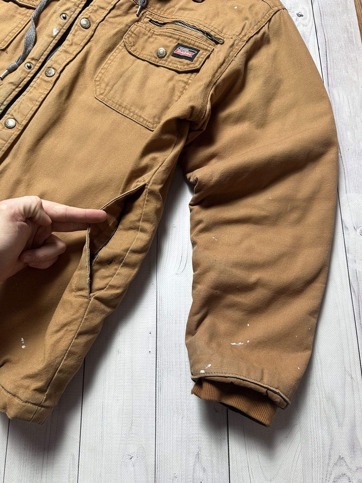 Dickies × Vintage Vintage Dickies working jacket denim distressed L Carhartt Size US L / EU 52-54 / 3 - 4 Thumbnail