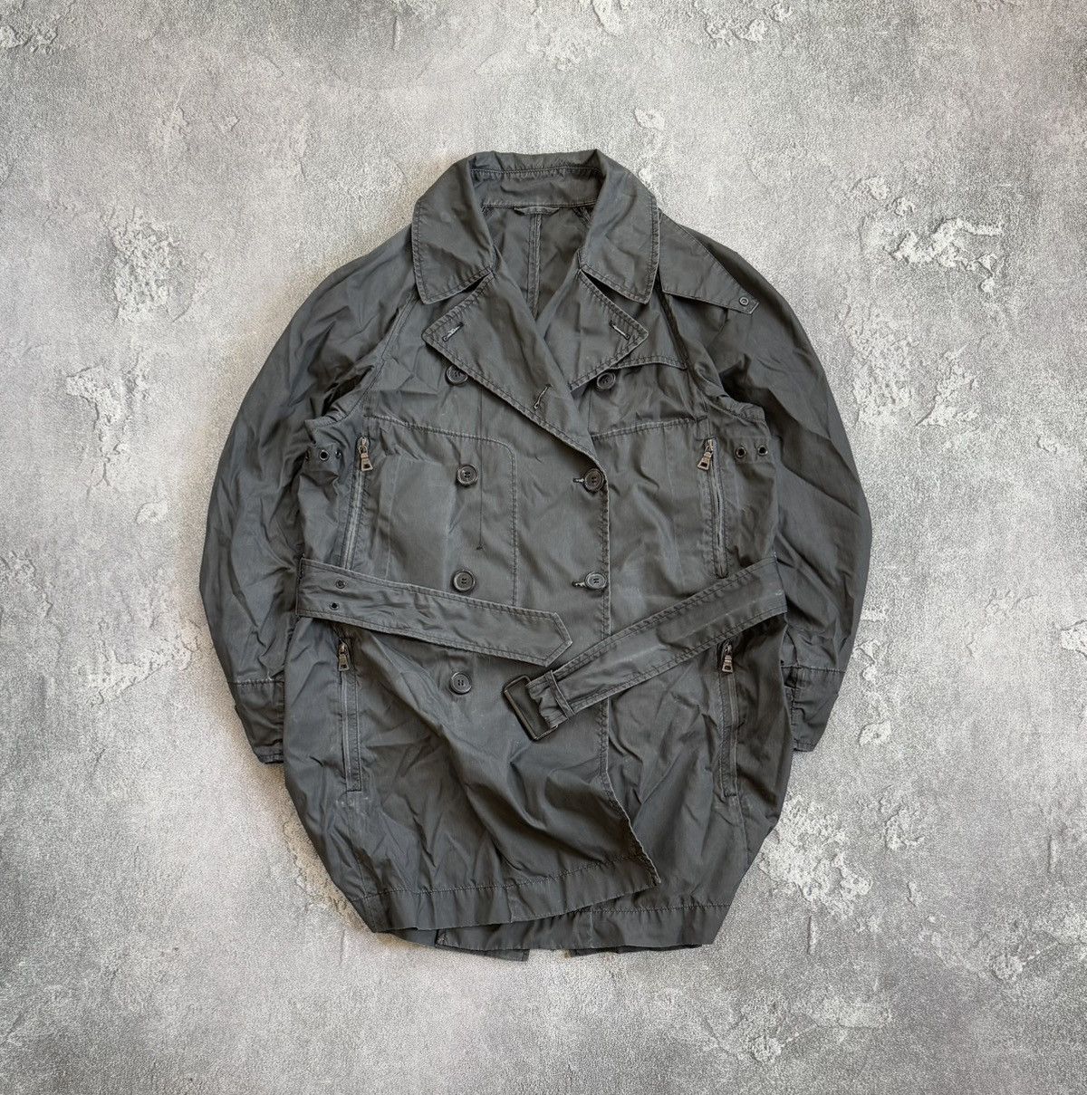 Designer × Prada × Vintage Prada 42size Wmns graphite trench coat jacket + belt vintage Size M / US 6-8 / IT 42-44 - 1 Thumbnail