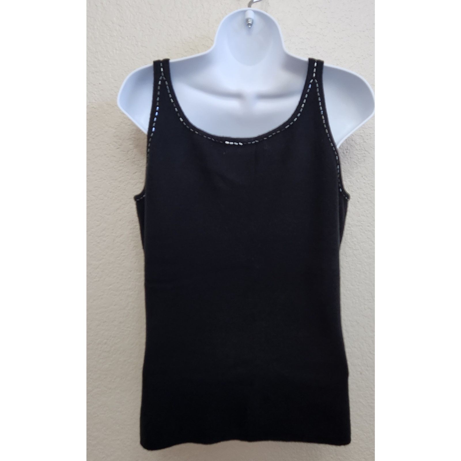 Other Amanda Smith Black Knit Beading Detail Tank Top Medium Soft Size M / US 6-8 / IT 42-44 - 4 Thumbnail