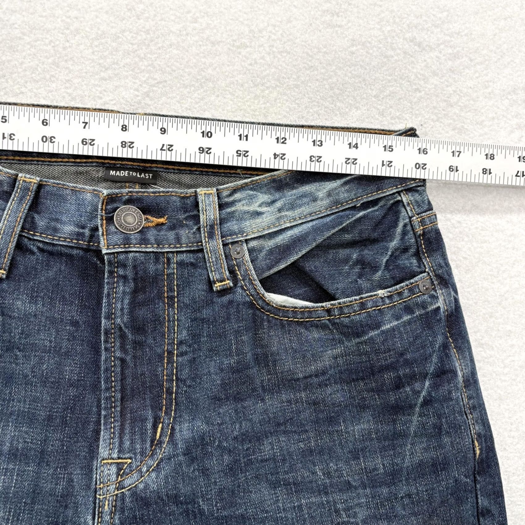 American Eagle Outfitters American Eagle Slim Straight Jeans Mens 30x34 Blue Medium Wash Denim NWT Casual Pockets Logo Classic Straight Mens Size US 30 / EU 46 - 7 Thumbnail