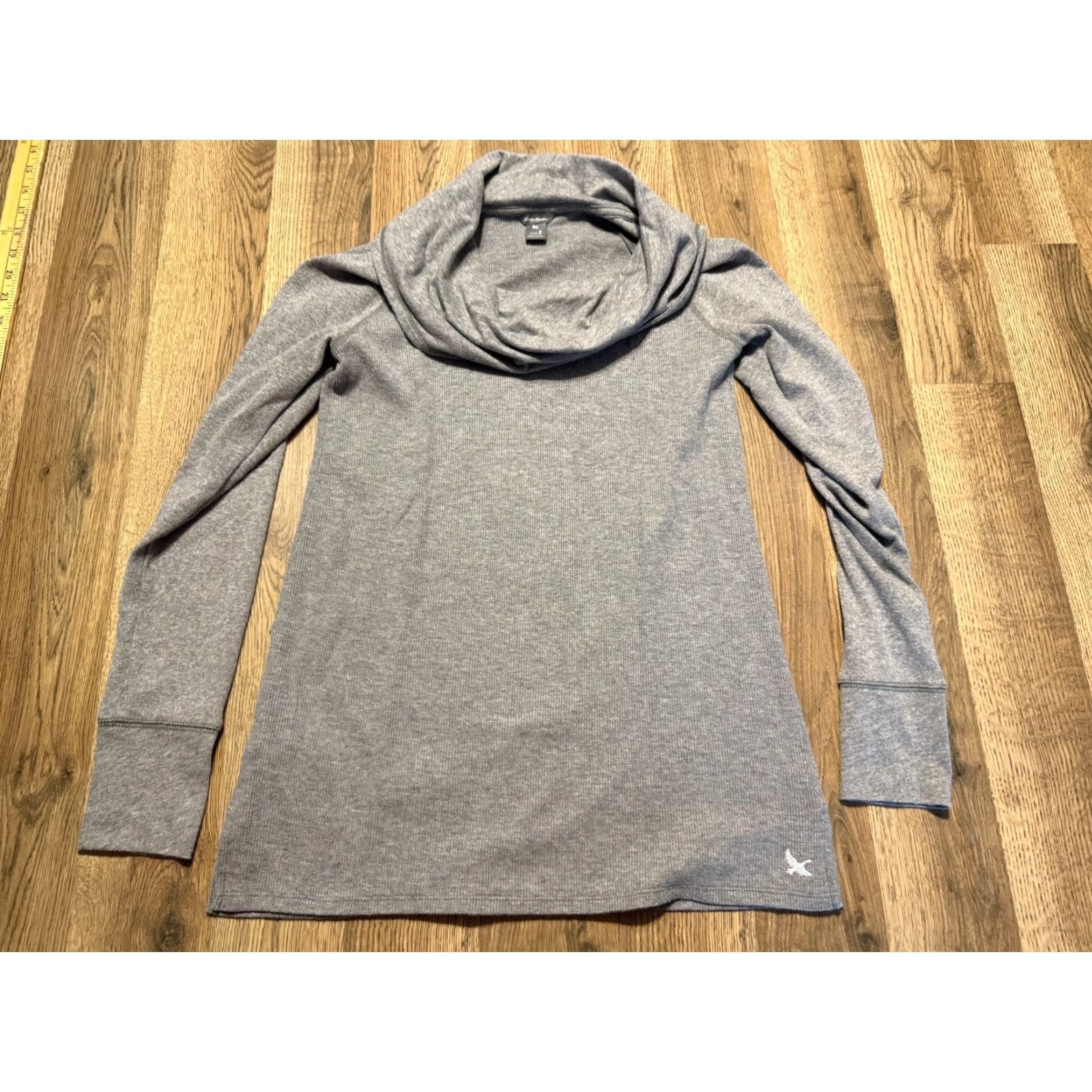 Eddie Bauer Eddie Bauer Shirt Women's Small Gray Long Sleeve Turtleneck Pullover Casual Knit Cotton Modern Basic (Size: S) Mens? Girls? Wait. Size S / US 4 / IT 40 - 2 Thumbnail