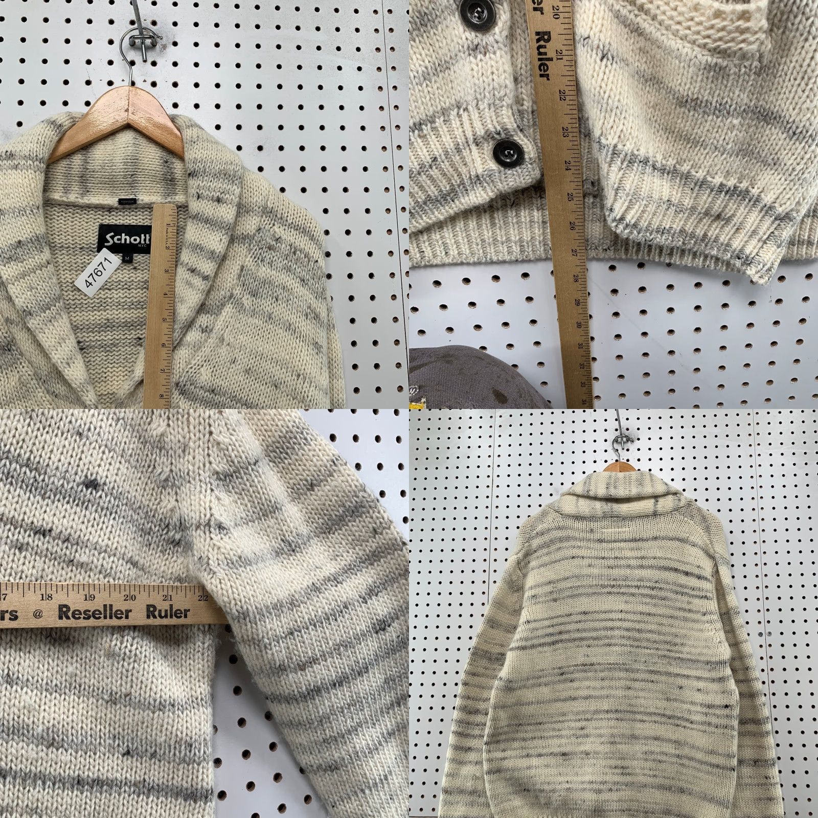 Schott Schott Wool Cardigan Sweater Womens M Beige Military Knit Button Shawl Size M / US 6-8 / IT 42-44 - 9 Thumbnail