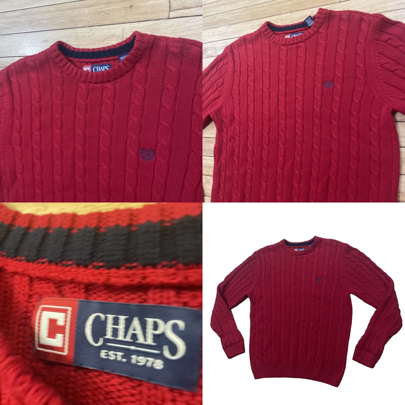 Chaps CHAPS Cable Knit Sweater Men M Red Crest logo Ribbed Stretch Vintage Y2k Classic Christmas Knit Size US M / EU 48-50 / 2 - 9 Thumbnail