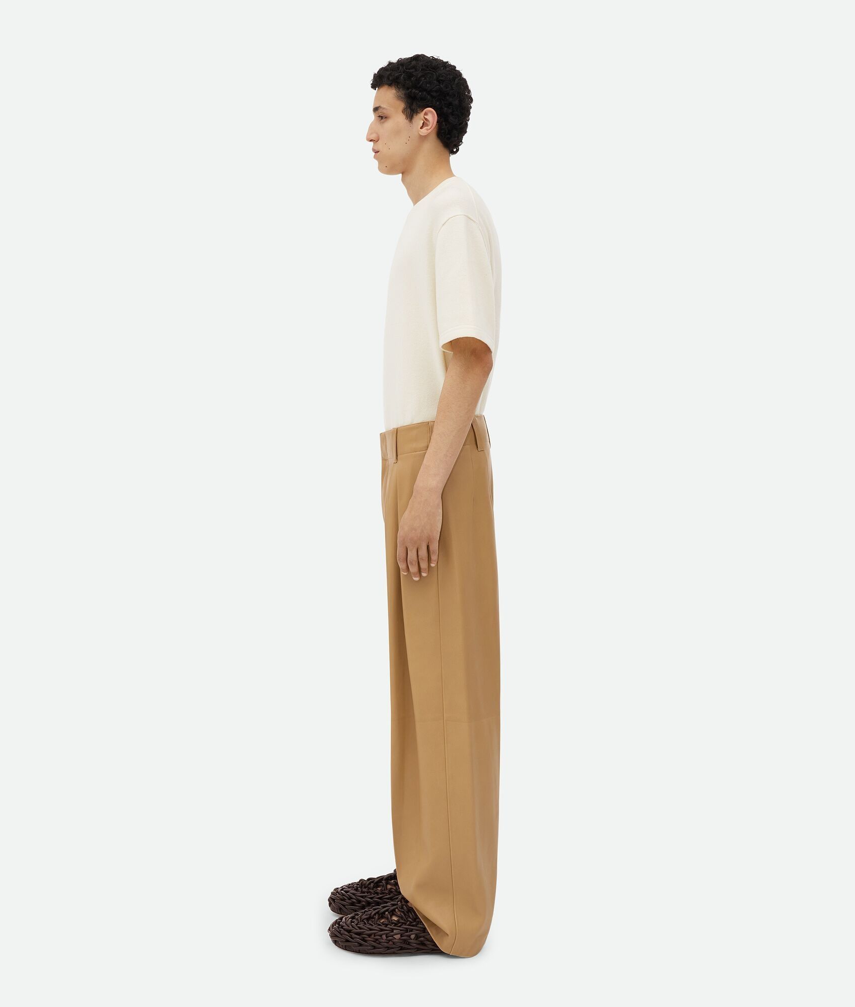 Bottega Veneta o1n1vont0125 Leather Pleated Pant in Light Brown Size US 32 / EU 48 - 2 Thumbnail