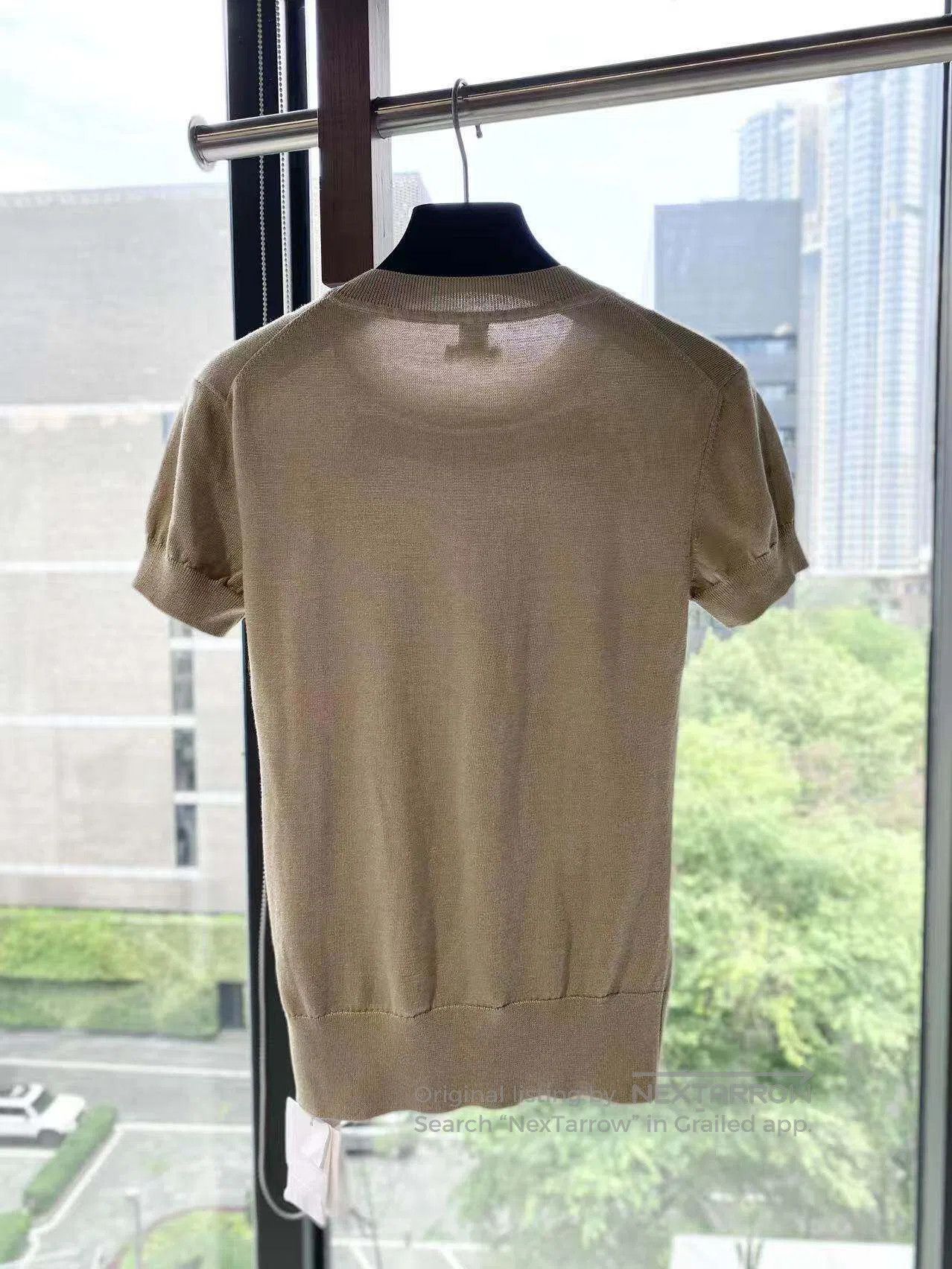 Hermes Hermes Rivet-embellished coffee short-sleeved knitwear| Size 4XL / US 24-26 - 3 Thumbnail