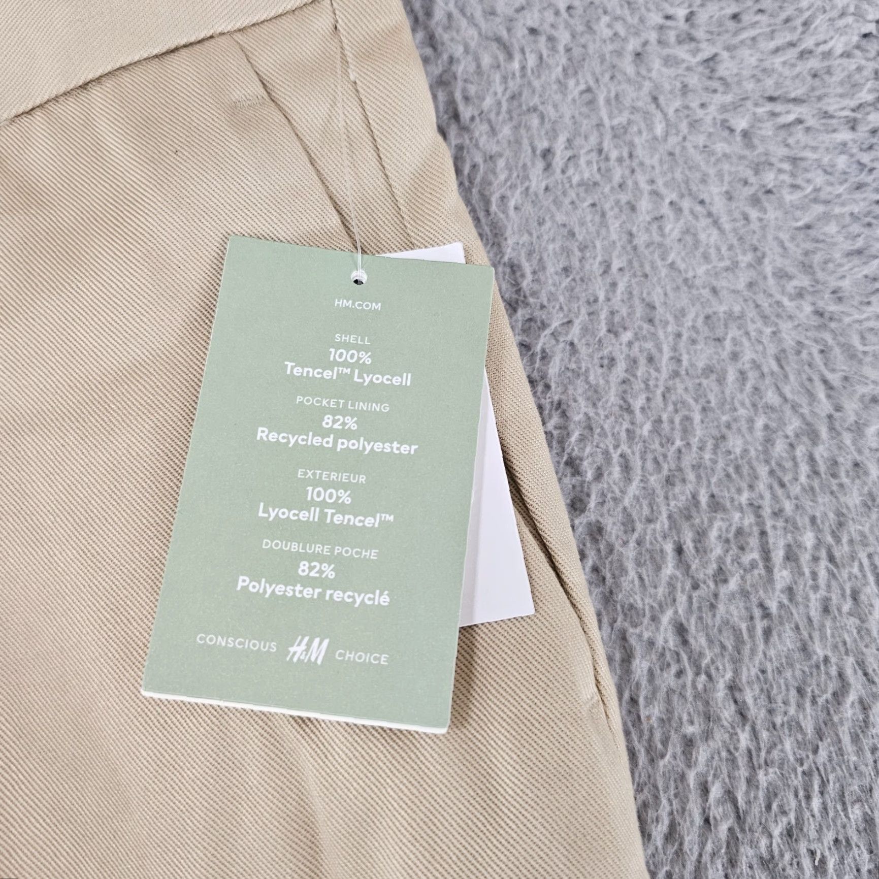 H&M H&M Dress Pants Mens 32x29 Khaki Flat Front Trousers Straight Fit Tencel Chinos Size US 32 / EU 48 - 3 Thumbnail