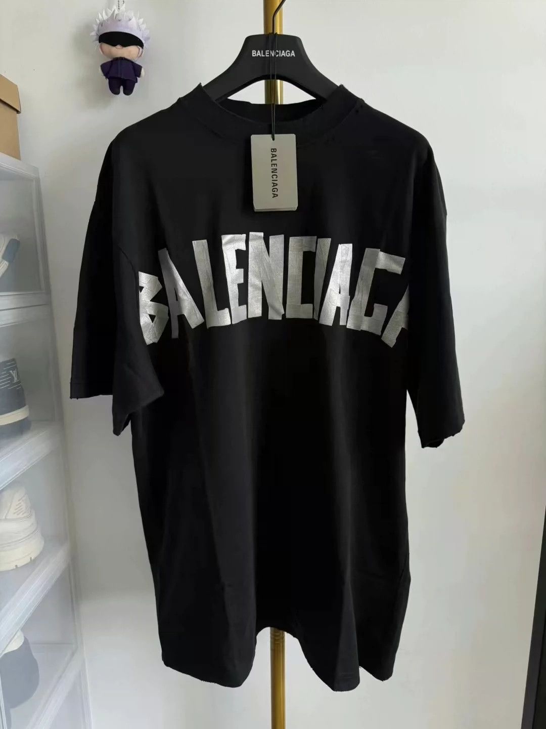 Balenciaga new silver tape short sleeved shirt