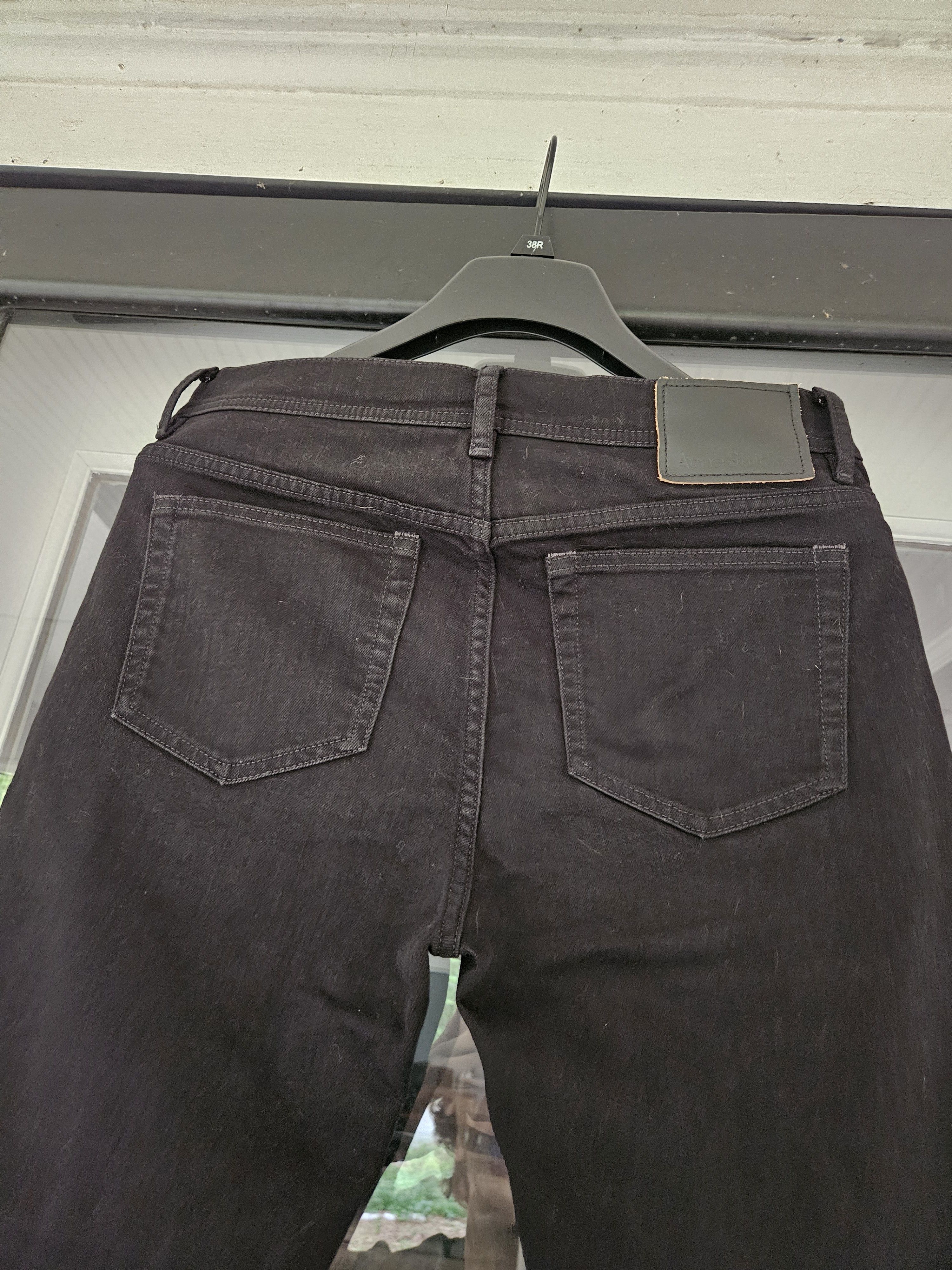 Acne Studios River Stay Black Leather Back Patch Denim Jeans Size US 32 / EU 48 - 7 Thumbnail