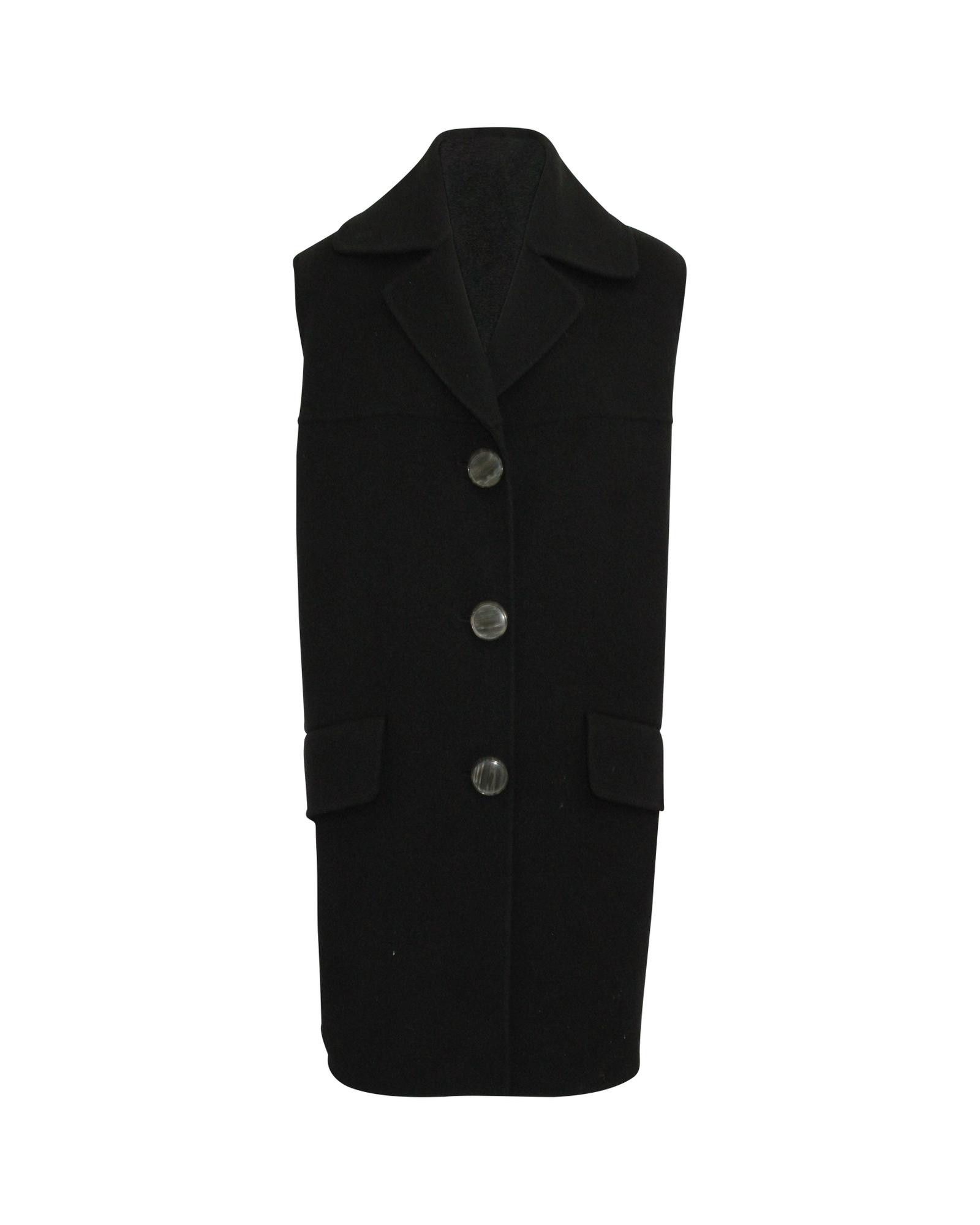 image of Marni Elegant Black Cotton Wool Long Vest For Women (Size Medium)