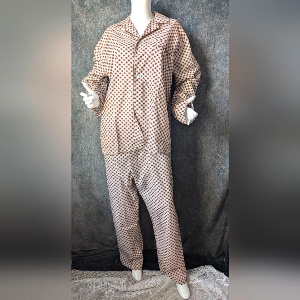 Designer Men's Vintage 80s Alexander's Checkered Pajamas Loungewear Size ONE SIZE - 1 Thumbnail