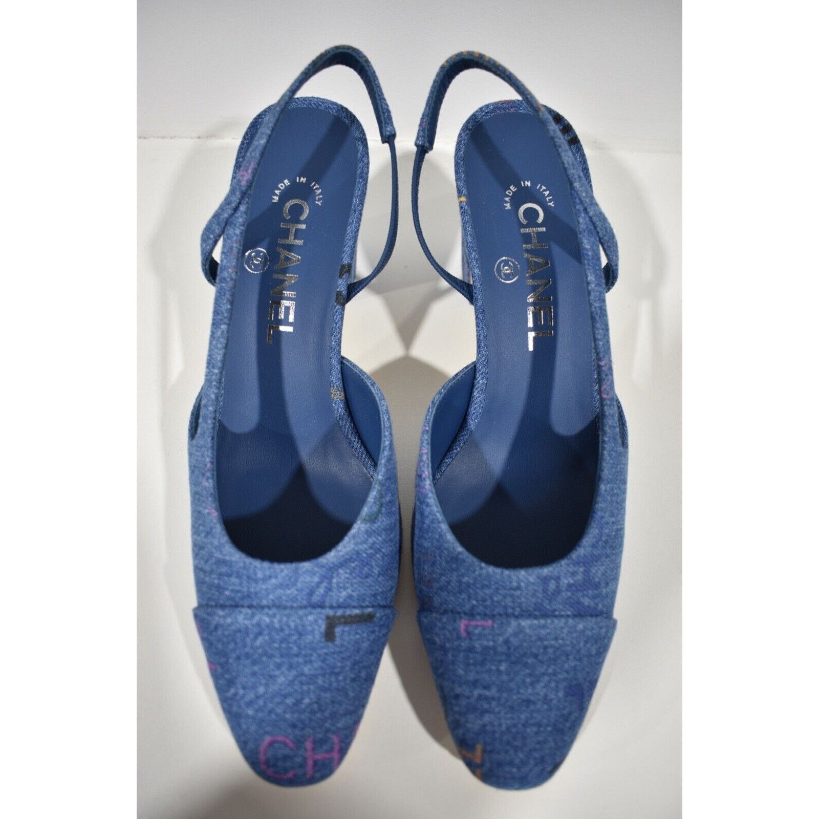 Chanel 22P Mademoiselle Coco Sling Denim Slingback Sandal Heel 41.5 Size US 11.5 / IT 41.5 - 6 Thumbnail