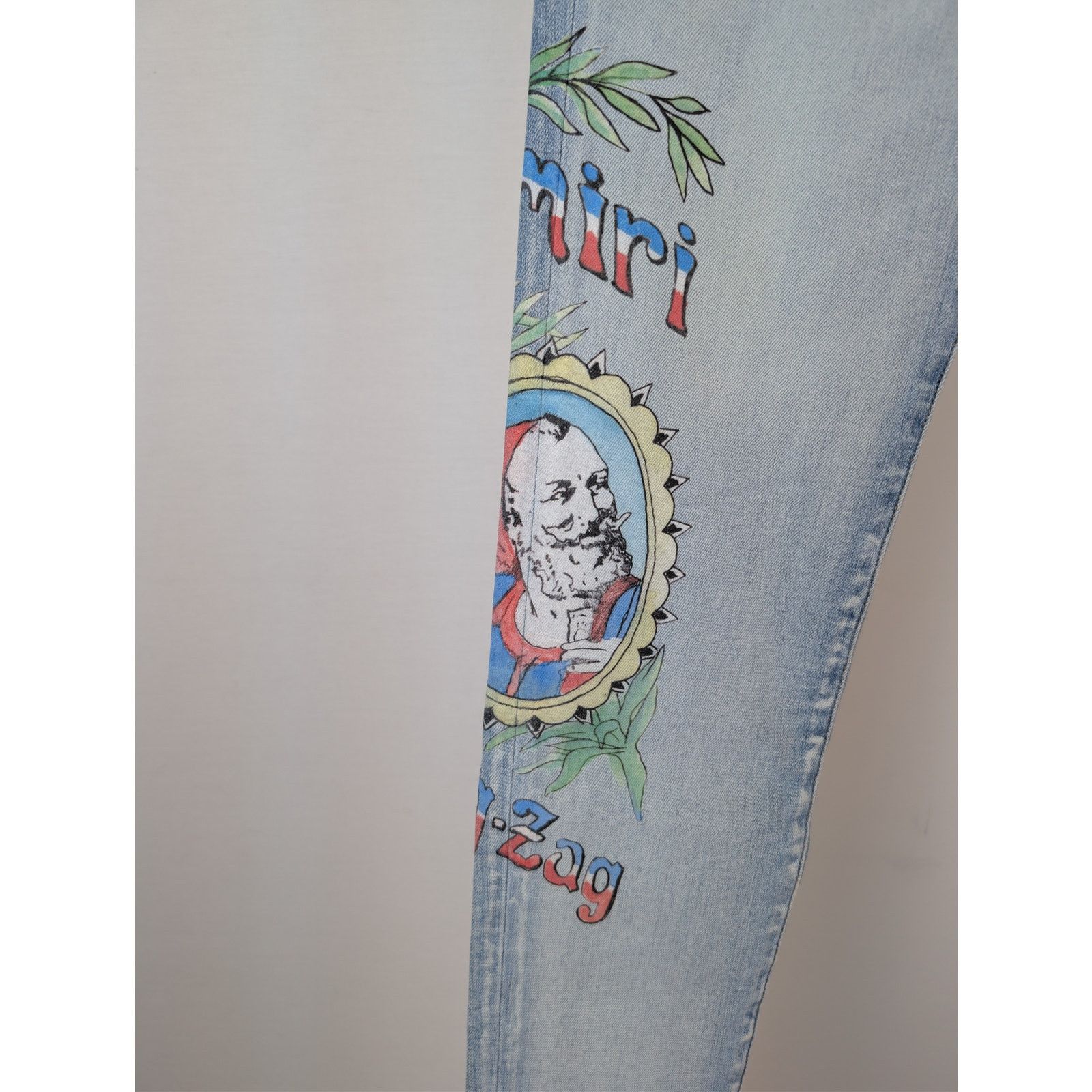 Amiri o1rshd1 Zig Zag Jean Denim Jeans in Light Indigo 29 Size US 29 - 9 Thumbnail