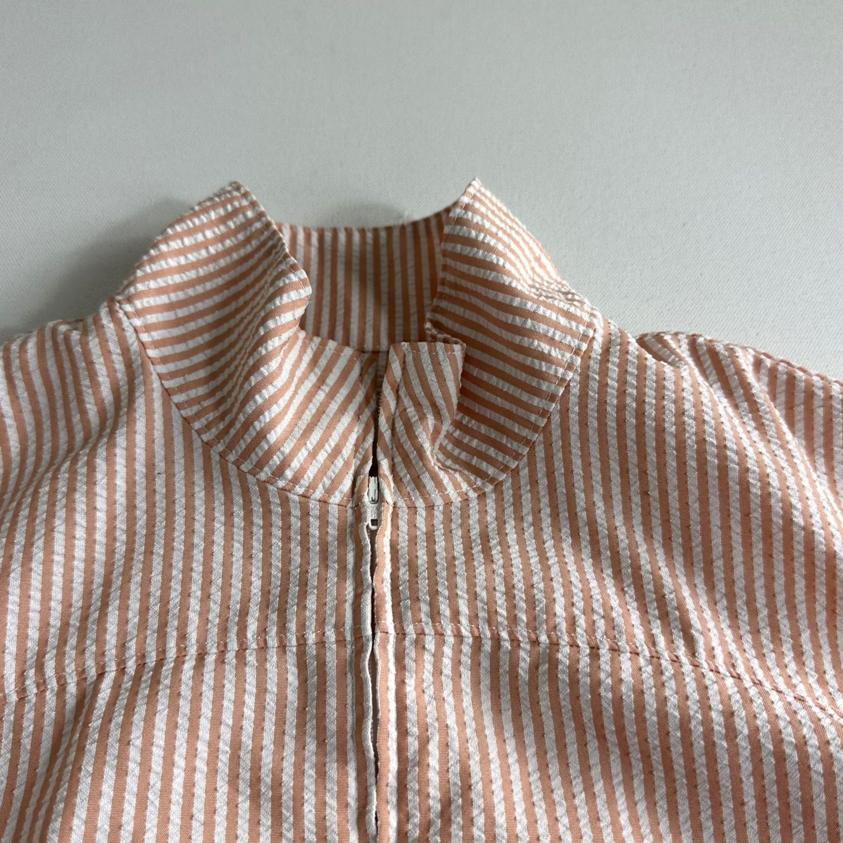 Orvis ORVIS Jacket Women's Size Medium White Striped Seersucker Zip-Up Lightweight Size M / US 6-8 / IT 42-44 - 3 Thumbnail