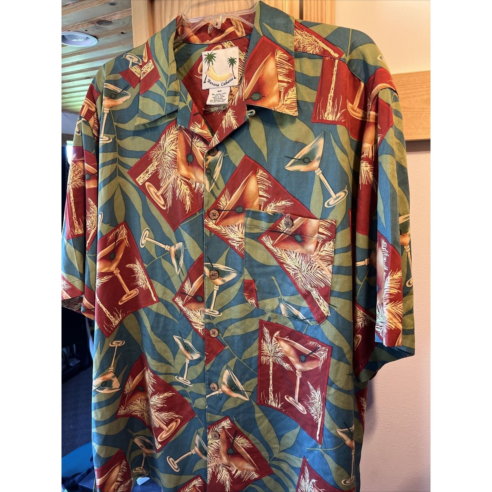 Other Banana Cabana Men’s XL Floral Martini SS Silk Hawaiian Shirt Size US XL / EU 56 / 4 - 2 Thumbnail