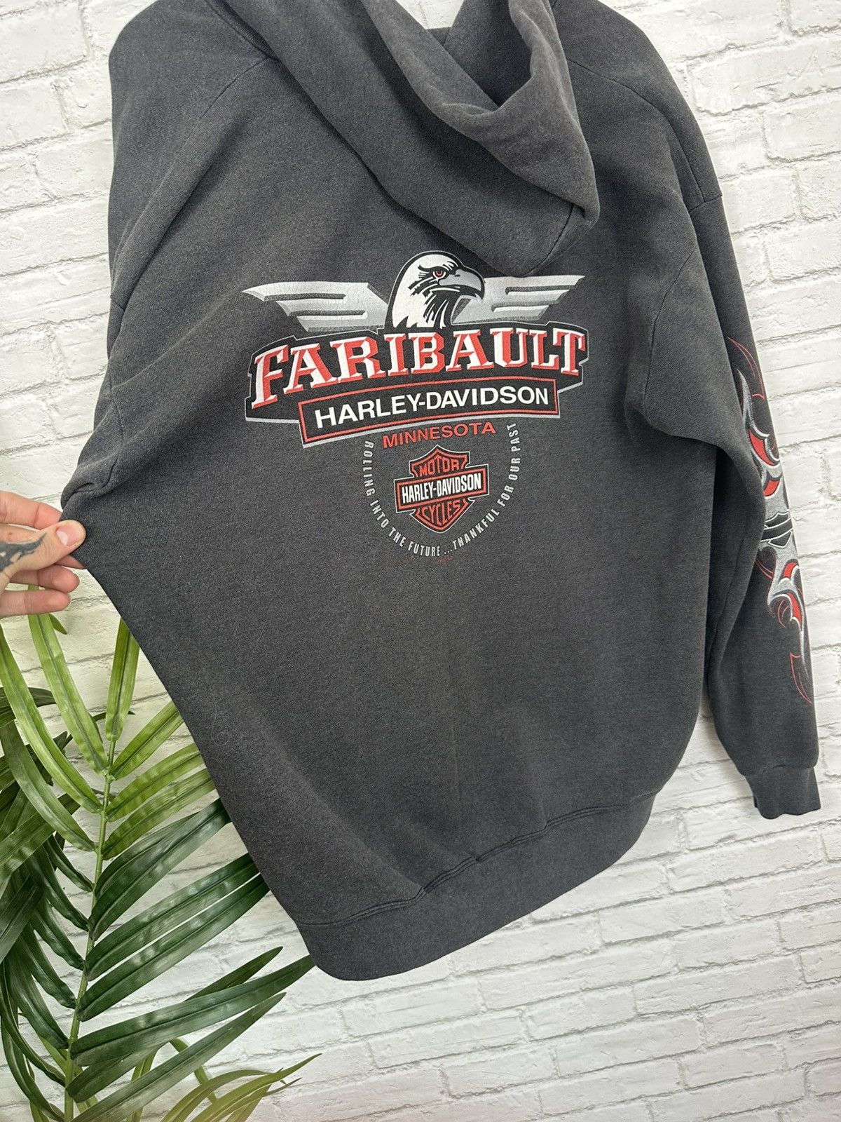 Harley Davidson (XL) SICK FADED CHARCOAL Harley Davidson Zip Up Hoodie Size US XL / EU 56 / 4 - 15 Thumbnail