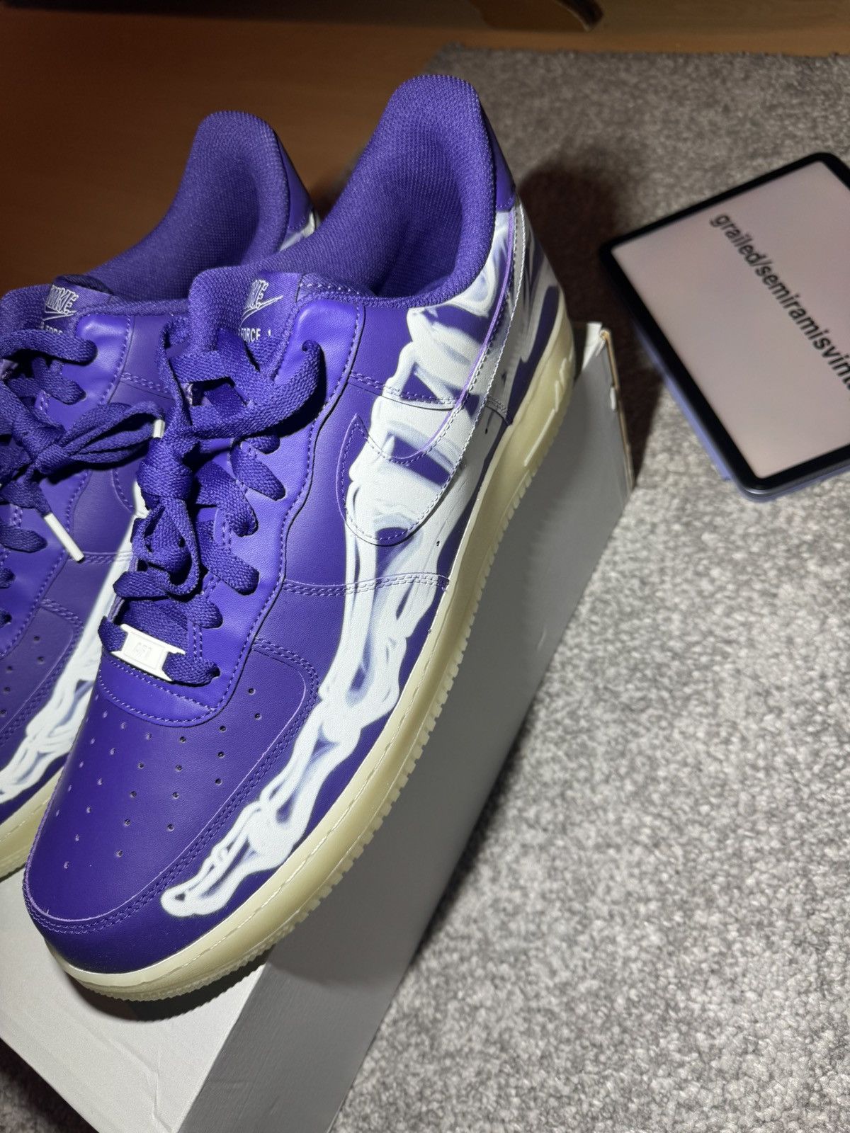 Nike Nike Air Force 1 Low ‘07 QS Purple Skeleton Haloween (2021) Size US 15 / EU 48 - 3 Thumbnail